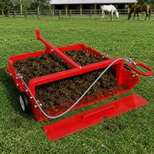 GRIND MODE 2-in-1 Horse Paddock Cleaner & Tow-Behind Trailer, Heavy Duty Manure Fork & Scoop, Efficient Yard Sweeper for Horse Manure, Drag Collector for Pasture/Yard Easy Cleanup - color: Red, size: Wire Drag