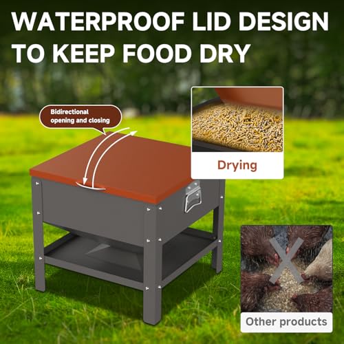Automatic Chicken and Duck Feeder, 80 LBS Capacity Metal Chicken Feeder, Weatherproof Outdoor Gravity Feeding Barrel, No-Waste Feeder for Backyard Flock (Orange) - color: Orange