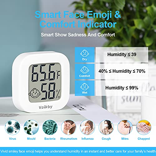 Vaikby Indoor Thermometer 4Pack, Humidity Gauge Meter Digital Hygrometer Room Thermometer for Home, Hight Accurate Temperature and Humidity Monitor for Greenhouse, Reptile, Humidors, Cellar, Office - size: ℉