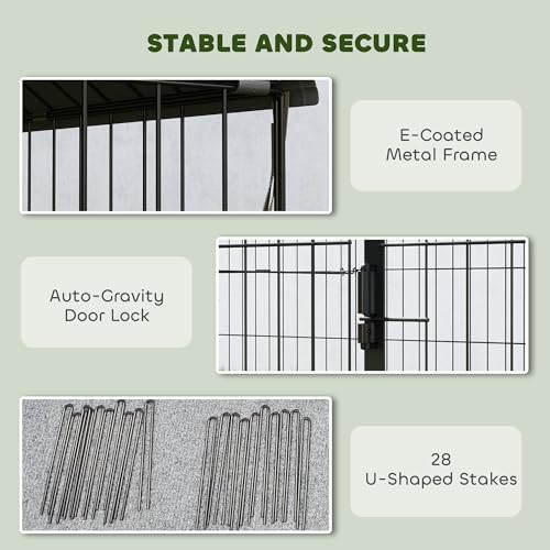 PawHut Metal Chicken Coop, Large Chicken Run with Water-Resistant & Anti-UV Cover for 7-9 Hens, Outdoor Hen House Rabbit Hutch with 10 Doors for Duck, Small Animal, for Backyard, 21' x 3.5' x 3.6' | Large Chicken Run, Water-Resistant, Outdoor Hen House Ra