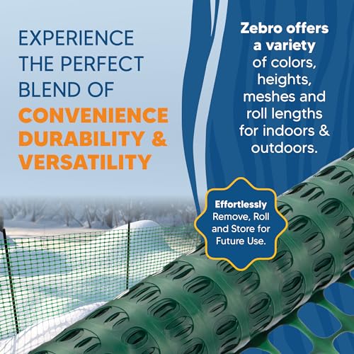 ZEBRO 4' x 100' Green Plastic Garden Fence Roll – Light Duty Mesh Fencing for Temporary Fence, Snow, Garden Netting, Animal Barrier, Agricultural Fencing & Lawn Protection - color: Green, size: Light-Duty 4' x 100'