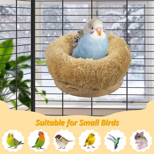 DBNESS Small Bird Nest for Cage, Removable Plush Parrot Hammock Warm Resting Perch Platform for Budgies Cockatiel Conure Parakeet Hamster Washable Breeding Sleeping Lay Eggs Nesting - size: S