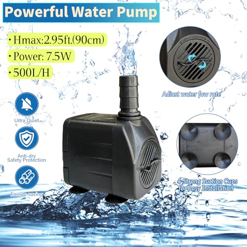 TIANCENTRAL H Electric Bird Bath Fountain Pump with Natural Rock Design, Continuous Water Bubbler (Not Solar) 7.5W Adjustable Submersible Pump with 6FT Anti-Bite Cord for Outdoor Garden & Patio Decor