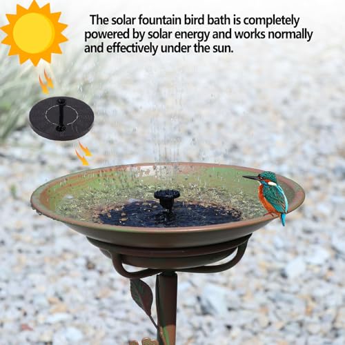 28.5"H Solar Bird Bath for Outside,Cast Iron Bird Bath with Solar Fountain | Metal Bird Baths Bubbler,Birdbaths for Outdoors,for Garden Outdoor Decoration - color: GREEN-C