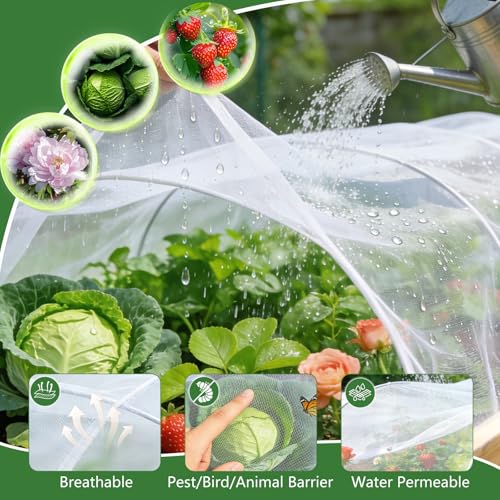 Garden Netting for Raised Beds 2PCS, Raised Garden Bed Plant Netting Cover Mesh with Drawstring for Garden Protection, Rectangular Bird Insect Netting Pest Barrier Screen for Vegetable, 4x2x1ft, White - color: 2pcs White Mesh, size: 4x2x1ft