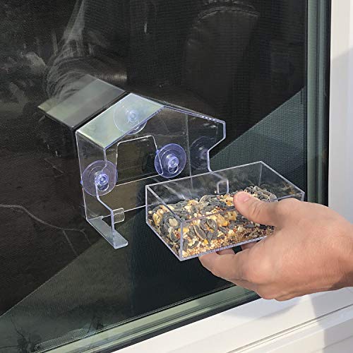 Perky-Pet Clear Outdoor Window Bird Feeder with Strong Suction Cups – 1/2 Lb Seed Capacity - Perky Pet 345 - Entertaining Bird Feeding - Watch Birds Eat Seeds - size: .5 LB Capacity