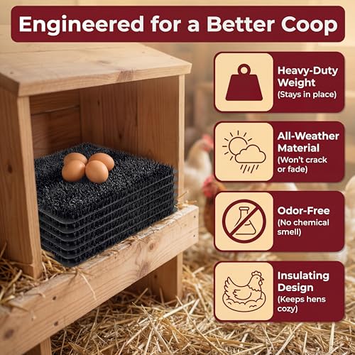 4 Pack Ultra Soft Washable Chicken Nesting Pads for Chicken Coop — Premium Food Grade Mats — 100% BPA Free — Durable & Easy to Clean Reusable Nesting Pads - size: 4 Pack