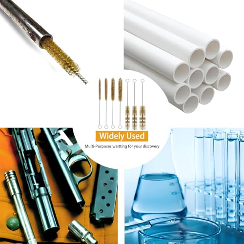 6pcs Brass Tube Pipe Cleaners Brush Set 0.3"-1" | Tube & Metal Pipe Cleaner , Small Round Bristle Brushes for Cleaning Engine Parts, Bottles & Bore - Heavy Duty Cleaning Kit