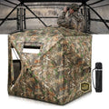 Portable Hunting Blind - 270°/360°See Through with Waterproof Floor Mat | Detachable Ground Mat, Silent Adjustable Windows, Pop Up Ground Blind for 2-4 Person, Camouflage Shelter for Turkey Deer - size: 2-3 Person（270°See Through）