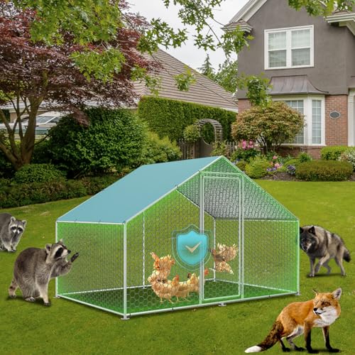 Vipbear Large Metal Chicken Coop Run with Immersed Wire Mesh, Chicken Coop for 8 Chickens Heavy Duty Chicken Run in for Yard with Waterproof Cover and Secure Lock,236'' L x 118''W x 77''H - size: 6M(237''X 77''X118'')