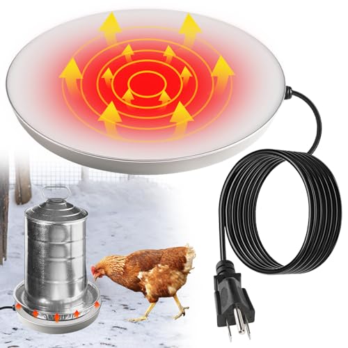 MEWTOGO Chicken Water Heater for Winter - 75W Energy Saving Chicken Coop Accessories, Thermostatically Controlled Poultry Waterer Heated Base for 1-3 Gallon Poultry Fount