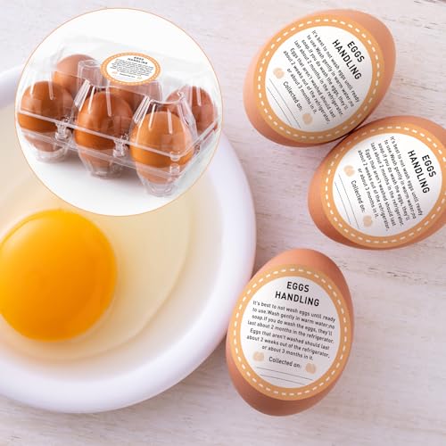 Colarr 500 Pcs Farm Fresh Eggs Carton Labels Stickers 2 Inch Egg Care Self Adhesive Writable Handling Stickers Bulk Chicken Packaging Decal Sign for Chicken Quail Farmhouse Supermarket - style: Handling