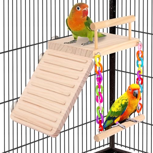 Kyouki Bird Perch Bird Cage Accessories Platform Swing - for Parrot,Parakeet,Budgies, Cockatiels, Lovebirds, Pacific Parrotlets,Chinchilla, Hamster - Sturdy Play Gym Exercise Stand
