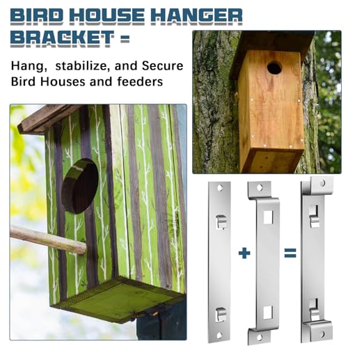 Blulu 2 Sets Bird House Hanger Bracket Stable Rust Proof Galvanized Steel Mounting Bracket for Securing Bird Houses Nesting Boxes Feeders, Quickly Remove for Cleaning (Silver) - color: Silver