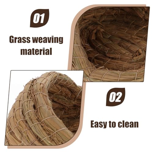 Kisangel 2Pcs Woven Bird Nest, Chicken Straw Breeding Nest, Small Laying Birdcage for Pigeon Parrot Bed Flat Base Indoor Outdoor