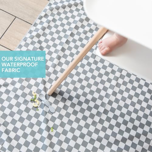 Bumkins Baby Splat Mat for Under High Chair, Babies Toddlers Eating Mess Mat, Waterproof Reusable Cloth for Arts and Crafts, Playtime for Kids, Floors or Tables, Fabric 42inx42in, Gray Check - color: A3 Charcoal Check