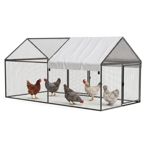 NUGRIART Metal Chicken & Duck Coop with Run – 79”x40”x40” Waterproof Poultry Cage, Portable Chicken Run, Ideal for Chicks, Hens & Ducks - size: 79"L x 40"W x 40"H