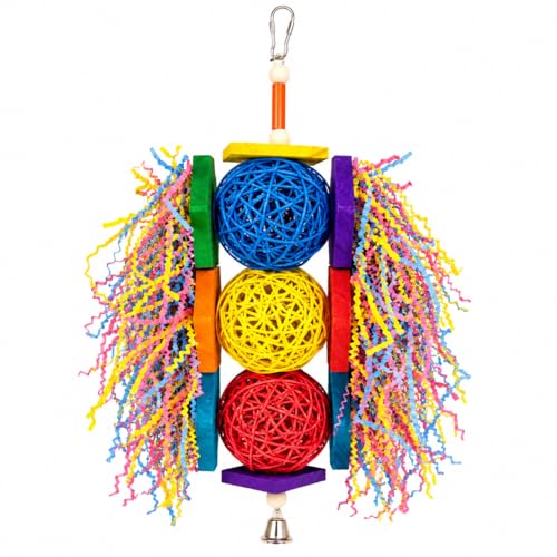 Bonka Bird Toys 1854 Tri Foraging Star 13" x 8" Natural Vine Ball Chew and Shred Toy for Medium to Large Birds Like Conures African Greys Amazons and Similar - size: Tri