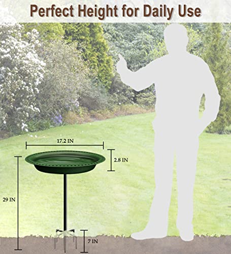 Garbuildman Upgraded 5-Prong Base Bird Bath with Metal Stake, Detachable Decoration Bowl Spa & Freestanding Birdfeeder for Outdoor Garden, Oval Style, Green - size: 1-¼ gal-Green