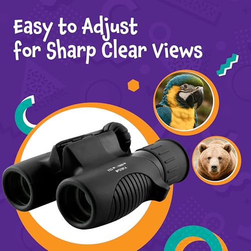 Think Peak Black Binoculars Science Toy for Kids Ages 3-12 Years - Real Compact Outdoor Adventure & STEM Educational Nature Hiking Explorer for Bird Watching, Camping Children’s Birthday Gift - color: Black