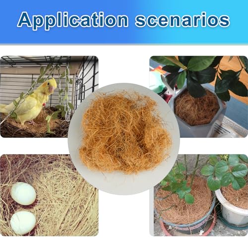 Long Coconut Husk Fiber Mulch Silk for Orchids Clean Coconut Shell Moss Covering 0.66 Pounds - size: 300 grams/0.66 pounds