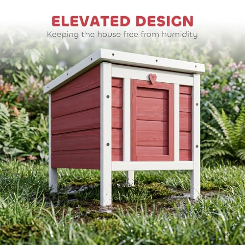 PawHut Small Wooden Rabbit Hutch Bunny Cage Guinea Pig Cage Duck House Dog House with Openable & Waterproof Roof, Red | Bunny Cage, Guinea Pig Cage, Duck House, Dog House, for Rabbits Chickens Ducks - color: Red