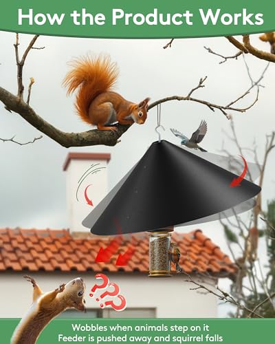 19 Inch Metal Squirrel Baffle for Bird Feeder | Hanging Baffles for Squirrel Proof Bird Feeders, Outdoor Cover Rain Guard, Rust Chew Proof Heavy Duty - style: Hang Mount