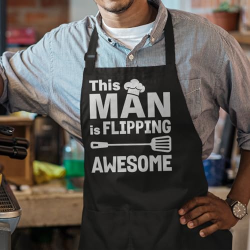 SANDJEST Funny Mens Aprons with Pockets for BBQ Grilling Cooking Grandpa Husband Apron for Birthday Christmas Father's Day - color: Grilling/Bbq 5