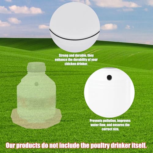 Poultry Fountain Renewal Waterer Parts, Compatible with Miller PPF3 PPF5 PPF7 10 Plastic Replacement Cap 4 O-Ring Chicken Poultry Feeder Fountain Renewal Parts Kit 3/5/7 Gallon