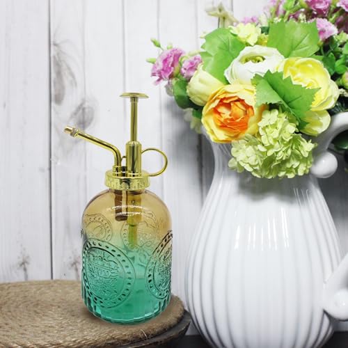 Glass Plant Mister Spray Bottle, 350ML Vintage Plant Spritzer with Top Pump Watering Can for Indoor Outdoor House Plants,Flowers (Yellow-Green Gradient) - color: Yellow-Green Gradient
