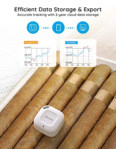 Govee Smart Bluetooth Thermometer Hygrometer, Mini Humidity Sensor 2 Pack | Monitor temp/humidity with alerts, 262ft range. Export 2-yr data, precision sensor, portable. For greenhouse & incubators