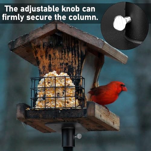 Novabright Pole Mounting Plate Flange Top for 1 Inch OD Pole Bird Feeder and Bird House Mount Holds 200 LBS Weather Resistant Universal Fit for Platform Tray Hopper Feeders Backyard Yard Black Metal