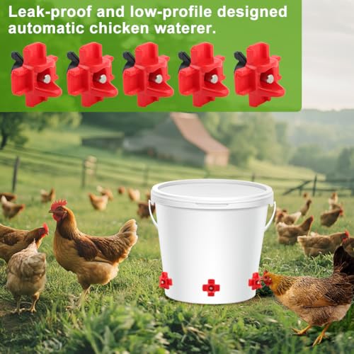 12 Pcs Chicken Water Nipples,Automatic Poultry Nipple Waterer with Drill Bits, Non Leak Waterer Kit for Chicken Coop Outdoor