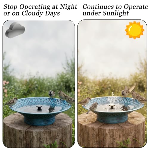 12.6" Bird Baths for Outdoors, Bird Bath Fountains Solar Power, Hummingbird Bath Fountain, Solar Bird Bath Fountain for Garden Patio Decor(Blue) - color: Blue