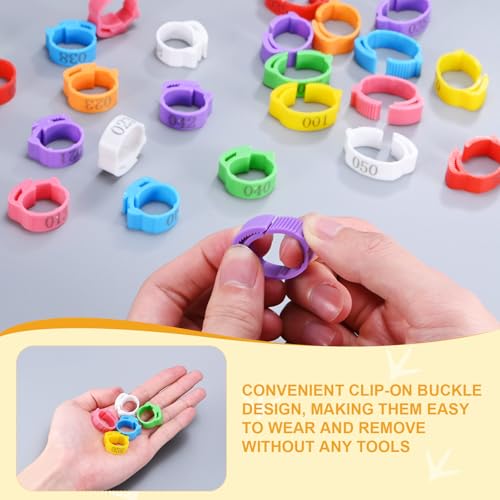 M METERXITY 50-Pack Adjustable Chickens Leg Bands, 17-22 mm Plastic Poultry Identification Chicken Leg Rings for Turkey/Duck/Goose/Chicks, Colorful Numbered Foot Clip on Tags [White] - color: White