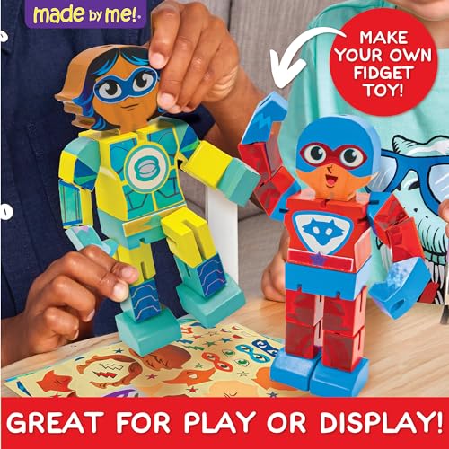 Made By Me Build & Paint Your Own Wooden Toys, DIY Wood Craft Kit, Easy to Assemble, Superhero Action Figures - style: Superheros