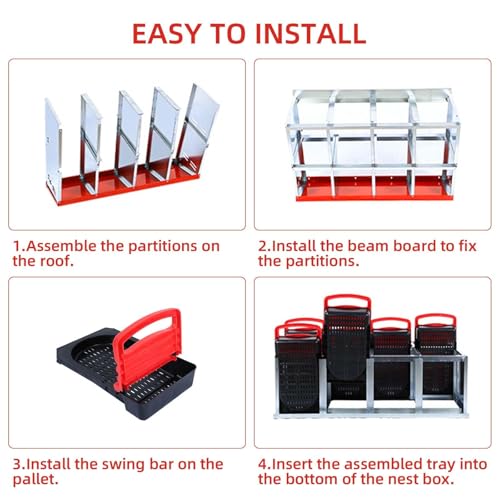 8-Compartment Chicken Nesting Boxes, Metal Hen Laying Boxes with Roll-Away Egg Tray, Lockable Lid, Easy-Clean Design for Coop and Farm - color: Red, size: 46.1"L x 16.5"W x 10.2"H