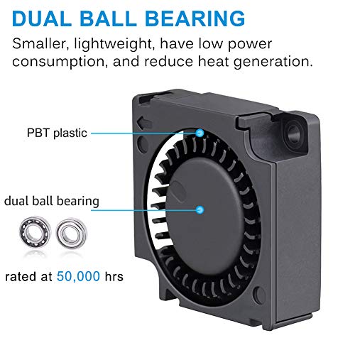 GDSTIME 30mm Blower 12V 2Pin 3010 Dual Ball Brushless DC Cooling Fan 2-Pack | Replacement for 3D Printers - 30x30x10mm, 12 Volt, 9500RPM, High Performance - size: 30mm x 10mm
