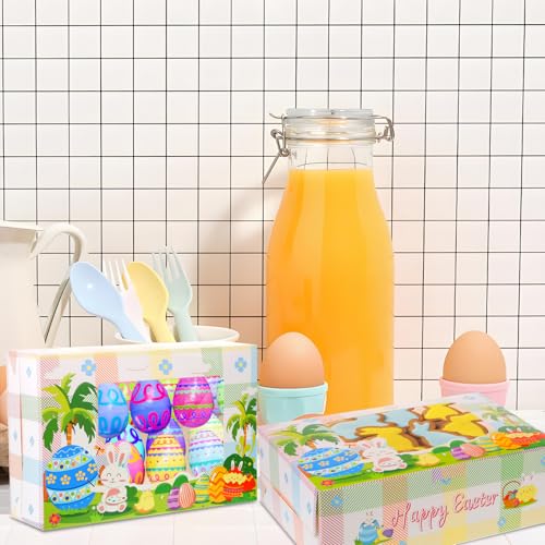 Zoketriton 24Pcs Easter Cookie Boxes with Window, Easter Buffalo Plaid Cute Bunny Egg Cookie Gift Kraft Paper Treat Boxes Cookie Goody Container for Spring Easter Party Supplies