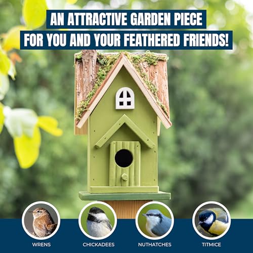 MEKKAPRO Bird House for Outside - Decorative Hanging Birdhouses for Outdoors, Birdhouse with Easy Clean Out Door, Hand-Painted Birdhouses for Chickadees, Wrens, Nuthatches, and Titmice