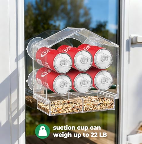 Window Bird Feeder with Non-Marking Self-Adhesive Hooks, 2 pcs Clear and Transparent, Outdoor Wild Bird Watching Gift for Finches, Cardinals (1 Large+1small Acrylic) - color: Off-white