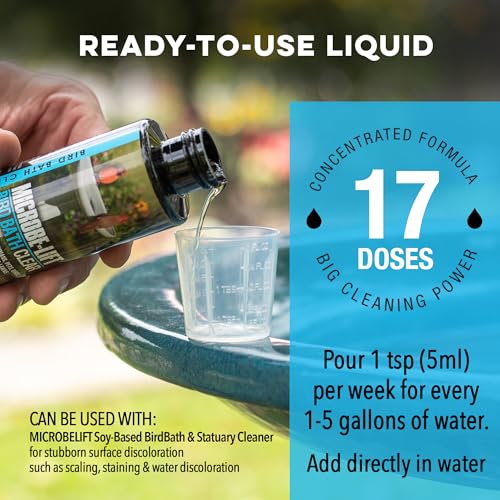 Microbe-Lift Bird Bath Clear Two-in-One Water Cleaner – 4 Oz – Safe for Birds, Fish & Frogs – Cleans Outdoor Birdbaths & Fountains – Natural Formula, Prevents Stains & Cloudiness - size: Birdbath Clear 4-Ounce