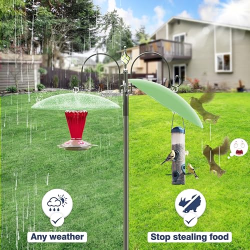 13" Bird Feeder Rain Guard, Hummingbird Feeders Shade Dome Cover, Hanging Baffle for Bird Feeder Pole,Smart Birds Feeder's Umbrella(Light Green), 1 Pack - color: Grass green, size: 13Inch / 1 Pack