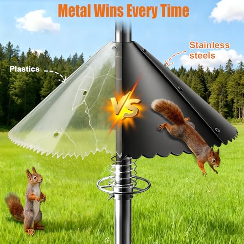 Upgrade Metal Squirrel Baffle for Bird Feeder Round Pole, for 0.5-1.2" Pole | 18 Inch Wide Heavy-Duty, Weatherproof & Chew-Proof Squirrel Deterrent, Bird House Guard for Outdoor
