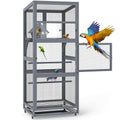 Coziwow 68" H Outdoor Bird Aviary, Large Wood Parakeet Cage with Perch,Nest