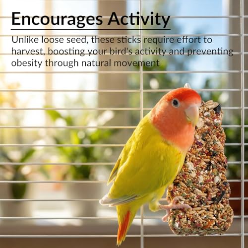 2 PCS Natural Bird Grain Treat Sticks, Blend Foraging Toys for Stress Relief, Metal Hook, for Budgies, Cockatiels, Lovebirds, Conures, Parakeets, Small to Medium Birds