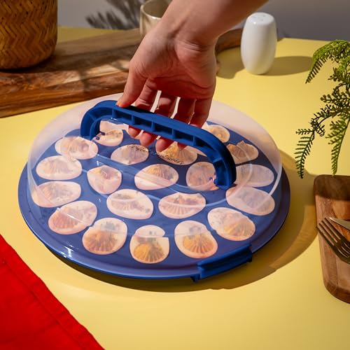 Deviled Egg Containers with Lid & Handles, 22-Count Portable Carrier, Dishwasher Safe Tray, Refrigerator Storage, High-Capacity Trays Deviled Egg Holder - Blue - color: Blue