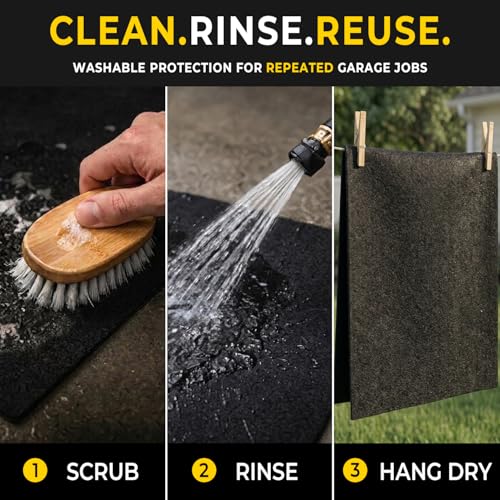 Oil Spill Mat - Garage Floor Mat, Absorbent Oil Pad, Premium Maintenance Mat, Waterproof, Contain Liquid, Protect Garage Surface from Spill & Stain, Reusable, Washable, Durable, Black, 29”x36” - size: 2'5" x 3' (Rectangular)