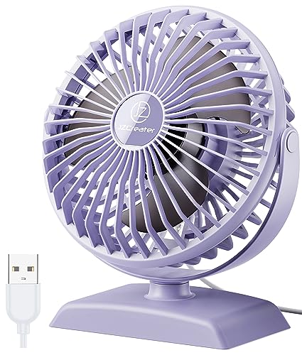 JZCreater USB Desk Fan, USB Fan Mini, 360 Rotation Desktop Fan with 3 Speed, Table Personal Cooling Fan, Quiet Mini Desk Fan, USB Powered, Small Fan for Home Office Bedroom Car Travel, Purple - color: 282-Purple