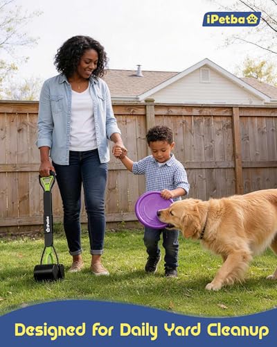 Large Dog Pooper Scooper for Yard, 32 inch Long Handle, No Bending - color: Meadow Green